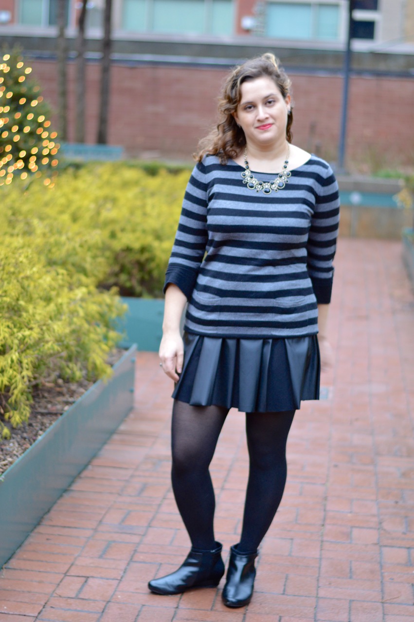 Striped sweater and skirt