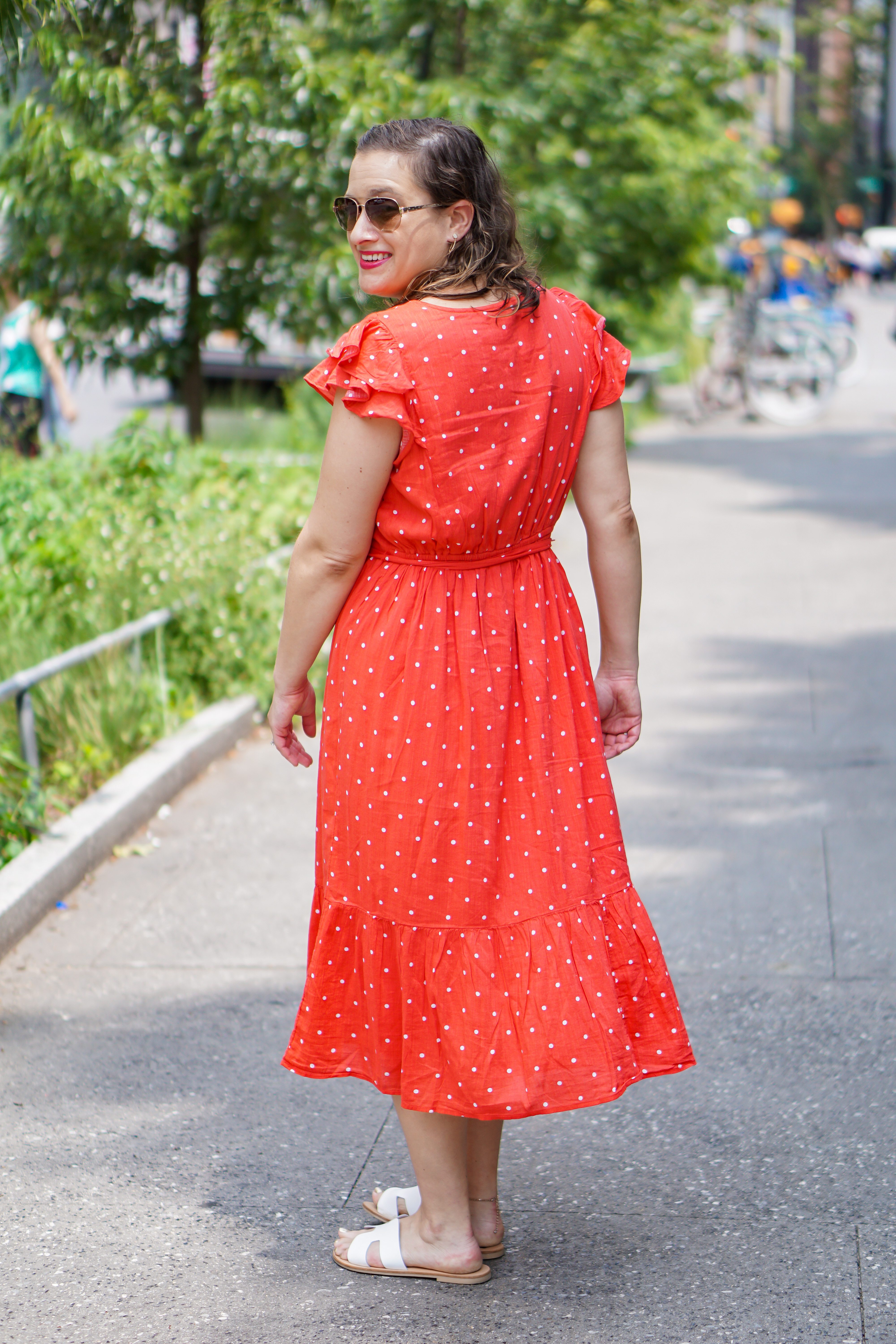 Red polka dot dress