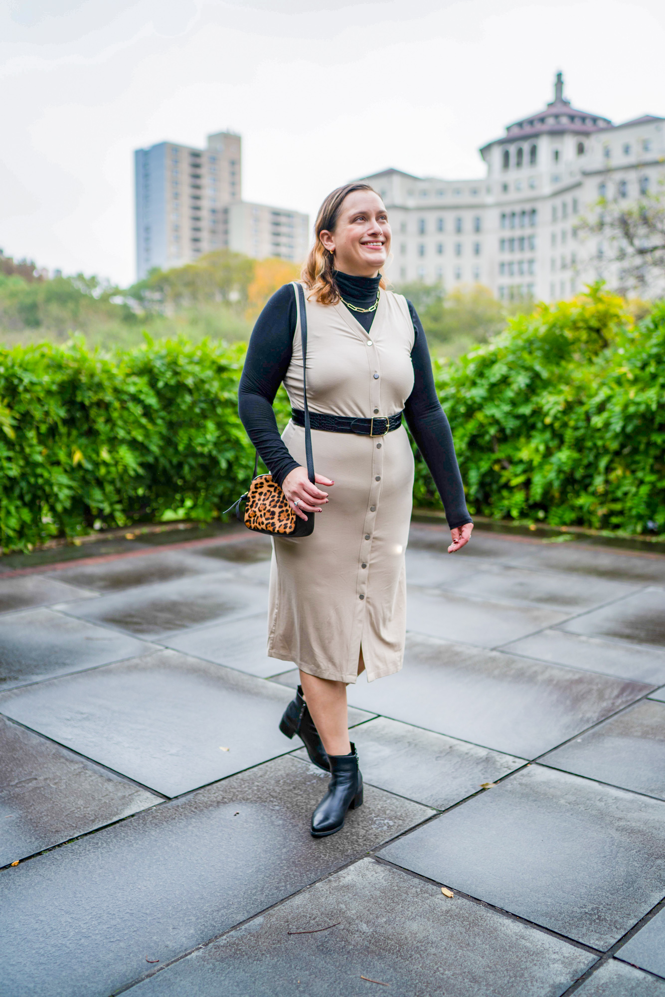 How to style a sleeveless dress for fall